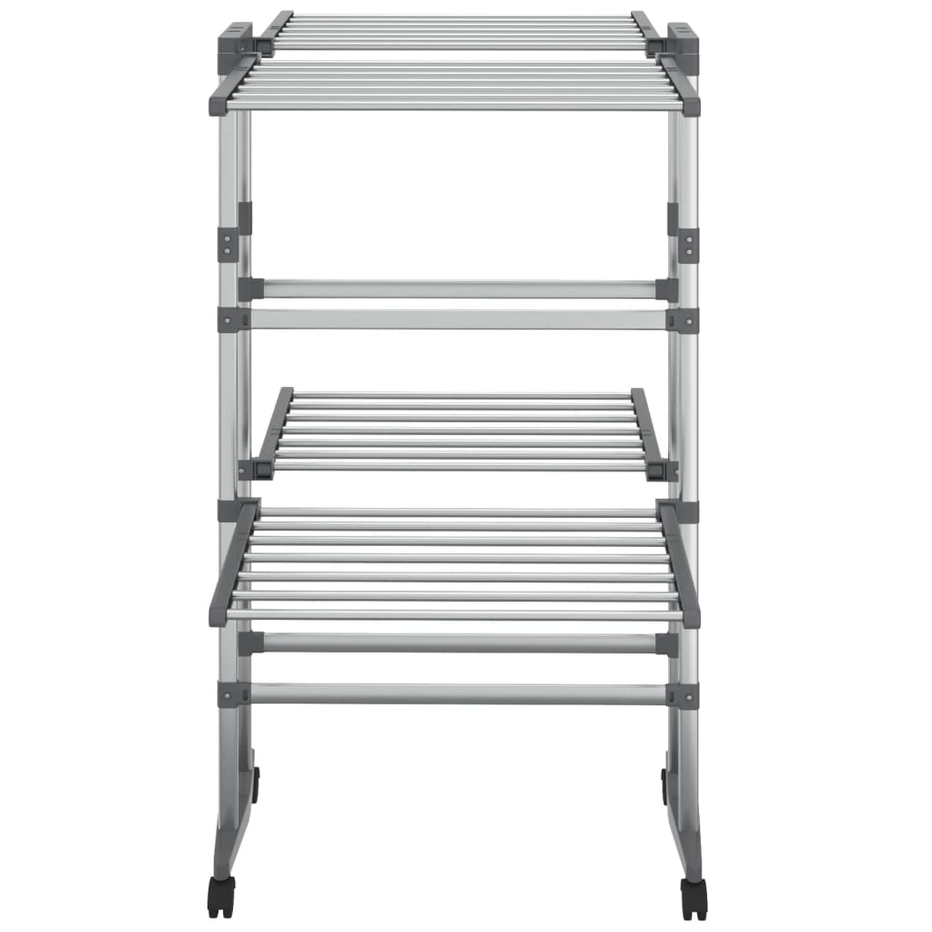 vidaXL Wäscheständer 2 Etagen mit Rollen Silbern 60x70x106 cm