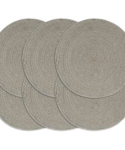 vidaXL Tischsets 6 Stk. Grau 38 cm Rund Baumwolle