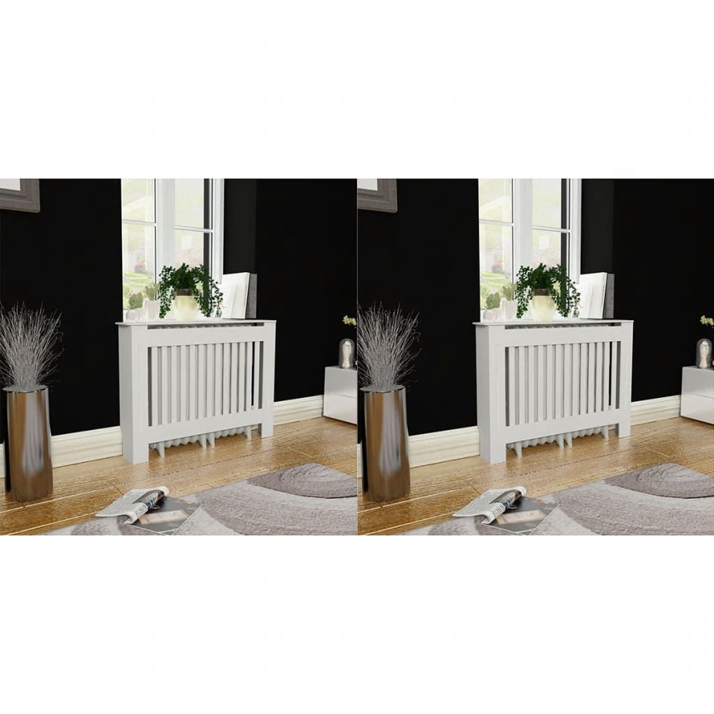 vidaXL Heizkörperabdeckung 2 Stk. Weiß MDF 112 cm