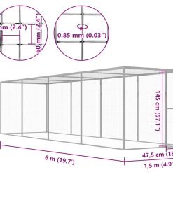 vidaXL Katzenkäfig 6x1,5x1,5 m Verzinkter Stahl