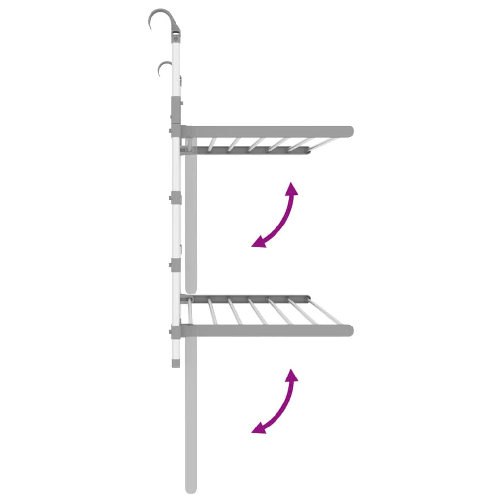 vidaXL Wäschetrockner für Balkon 89x25x(60-95) cm Aluminium
