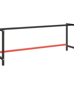 vidaXL Werkbankgestell Mattschwarz und Mattrot 220x57x79 cm Metall