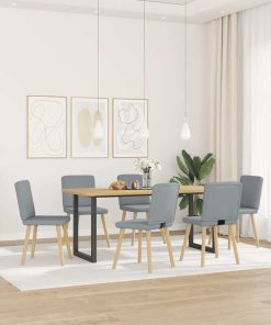 vidaXL Esszimmerstühle 6 Stk. Hellgrau Stoff