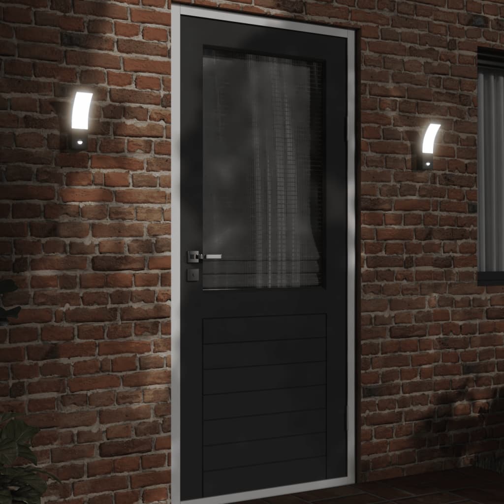 vidaXL LED-Außenwandleuchten mit Sensor 2 Stk. Schwarz Aludruckguss