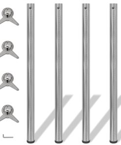 4x höhenverstellbares Tischbein Nickel gebürstet 1100 mm