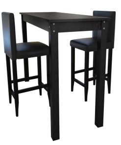 Barset Bartisch mit 2 Barhockern Schwarz