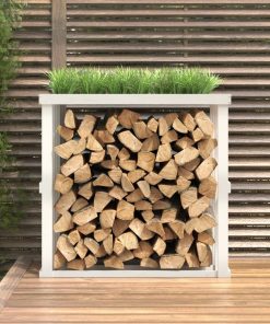 vidaXL Outdoor-Kaminholzregal Weiß 108x52x106 cm Massivholz Kiefer