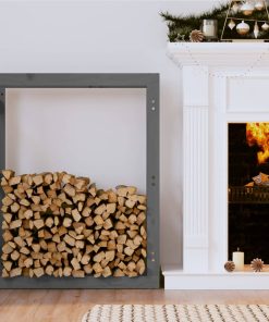 vidaXL Kaminholzregal Grau 80x25x100 cm Massivholz Kiefer