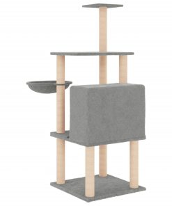 vidaXL Kratzbaum mit Sisal-Kratzsäulen Hellgrau 132 cm