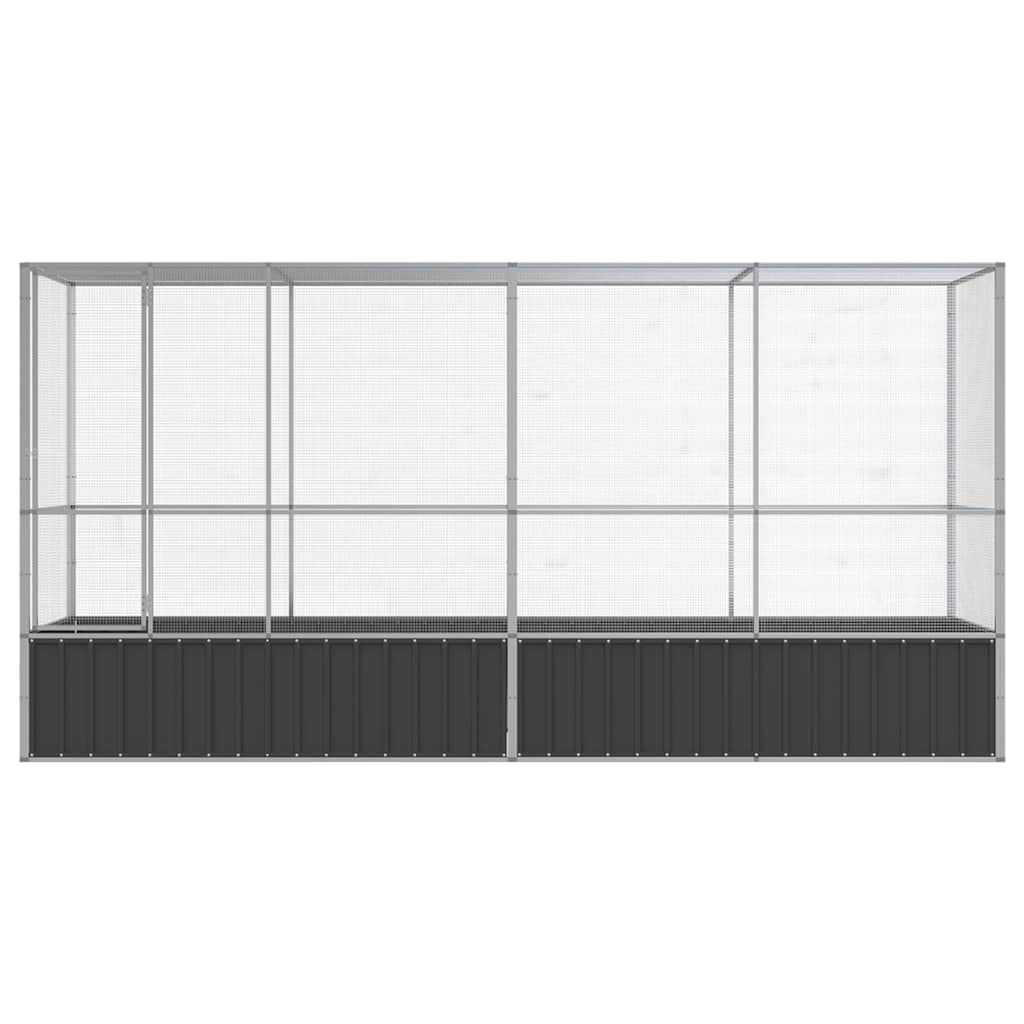 vidaXL Voliere mit Erweiterung Silbern 418,5x107x212 cm Stahl