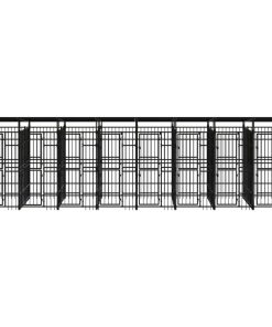 vidaXL Outdoor-Hundezwinger mit Dach Stahl 14,75 m²