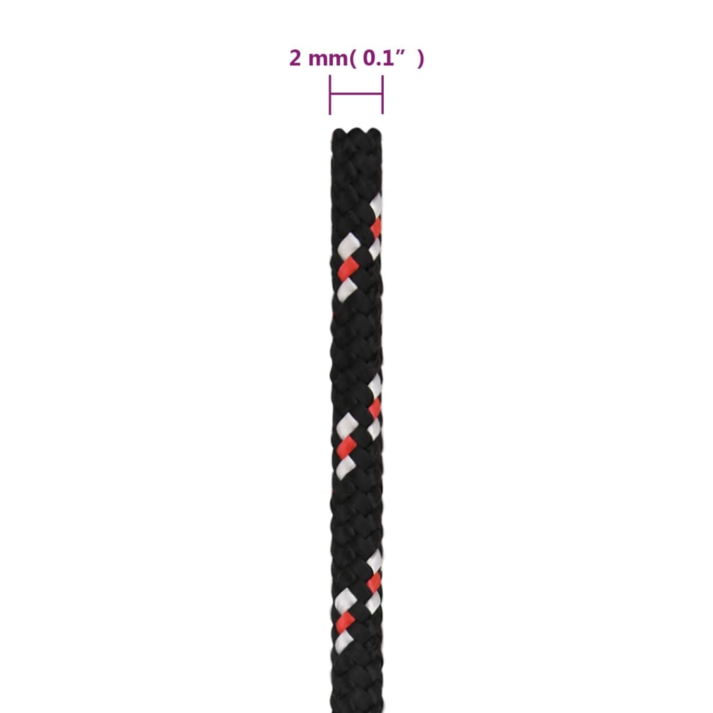 vidaXL Bootsseil Schwarz 2 mm 50 m Polypropylen