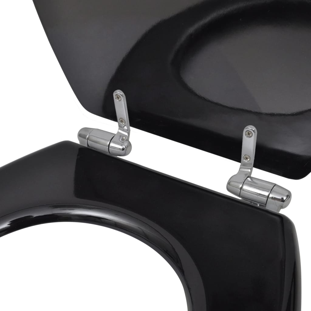 vidaXL Toilettensitz MDF Deckel mit Absenkautomatik Design Schwarz