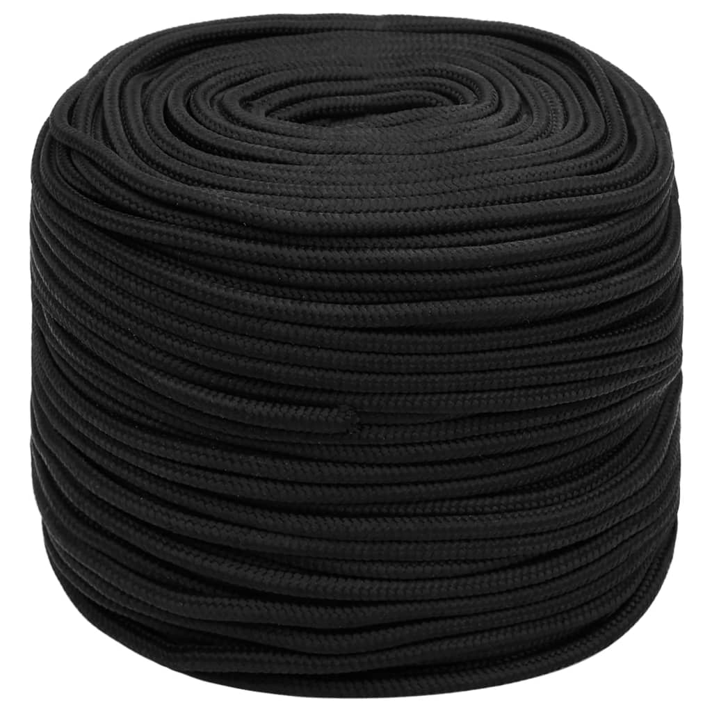 vidaXL Bootsseil Schwarz 10 mm 100 m Polypropylen