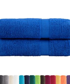 vidaXL Premium-Duschtücher SOLUND 2 Stk. Blau 70x140 cm 600 g/m²