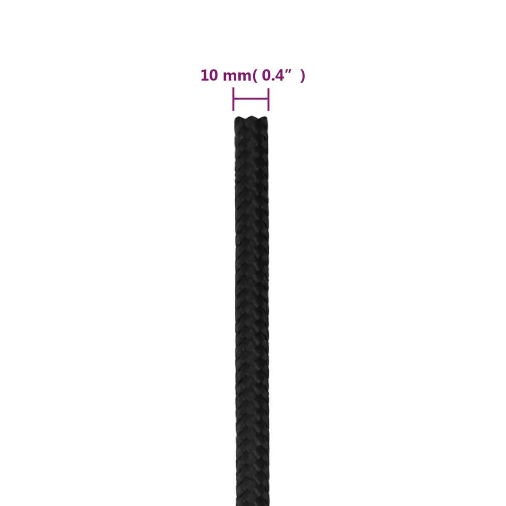 vidaXL Bootsseil Schwarz 10 mm 25 m Polypropylen