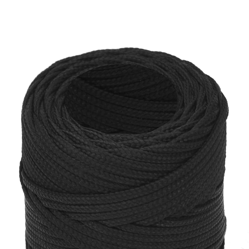 vidaXL Bootsseil Schwarz 2 mm 500 m Polypropylen