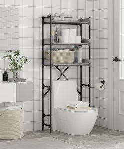 vidaXL Waschmaschinenregal Grau Sonoma 67x25x163 cm Holzwerkstoff