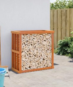 vidaXL Outdoor-Kaminholzregal Wachsbraun 109x52x106 cm Massivholz