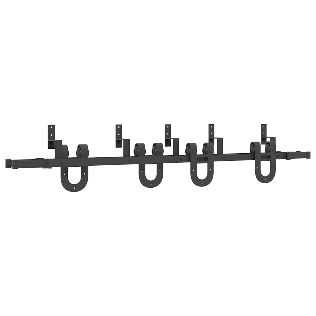 vidaXL Schiebetürbeschlag-Set 200 cm Stahl Schwarz