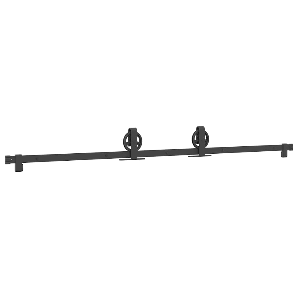 vidaXL Schiebetürbeschlag-Set 200 cm Stahl Schwarz