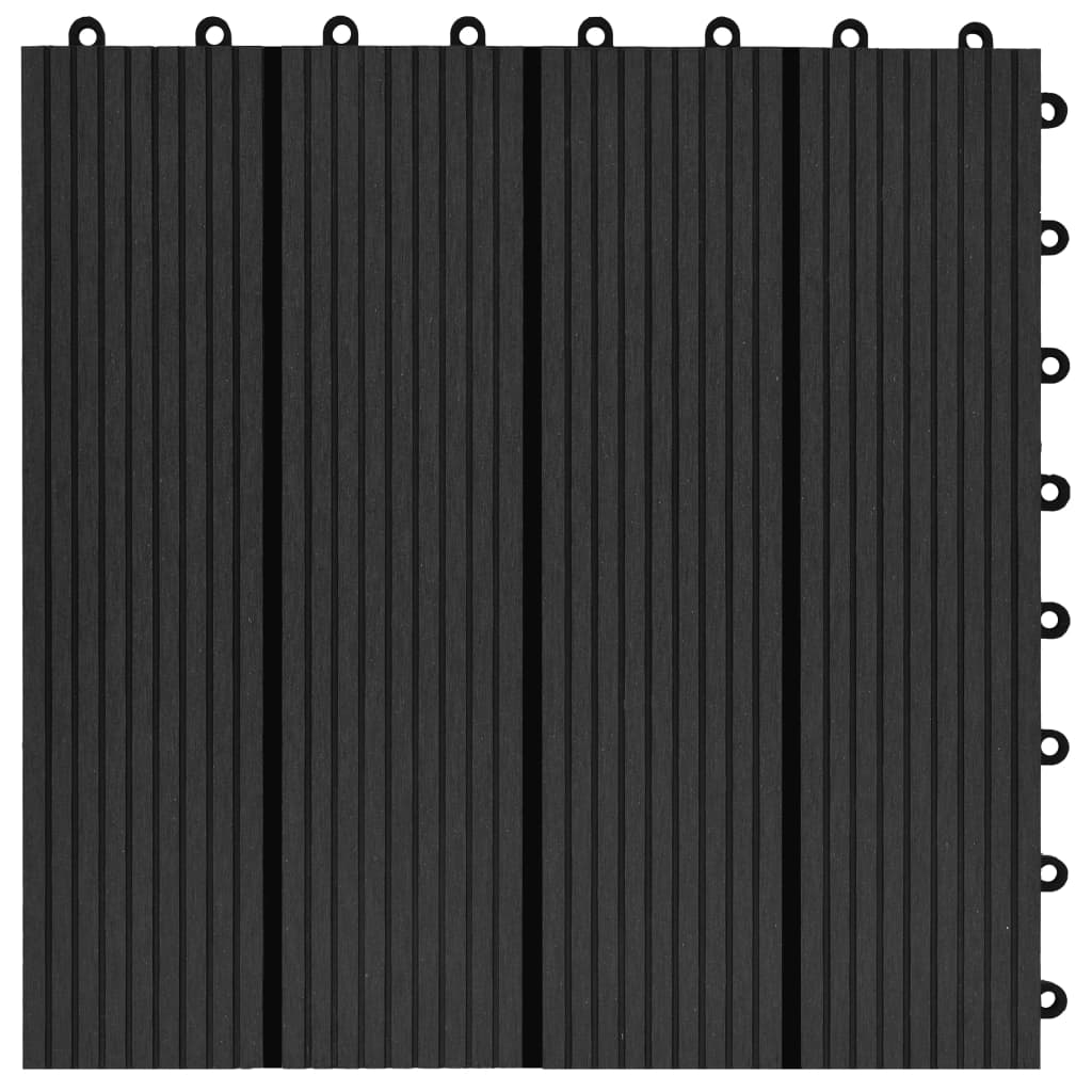 vidaXL Terrassenfliesen 11 Stück WPC 30 x 30 cm 1 qm Schwarz