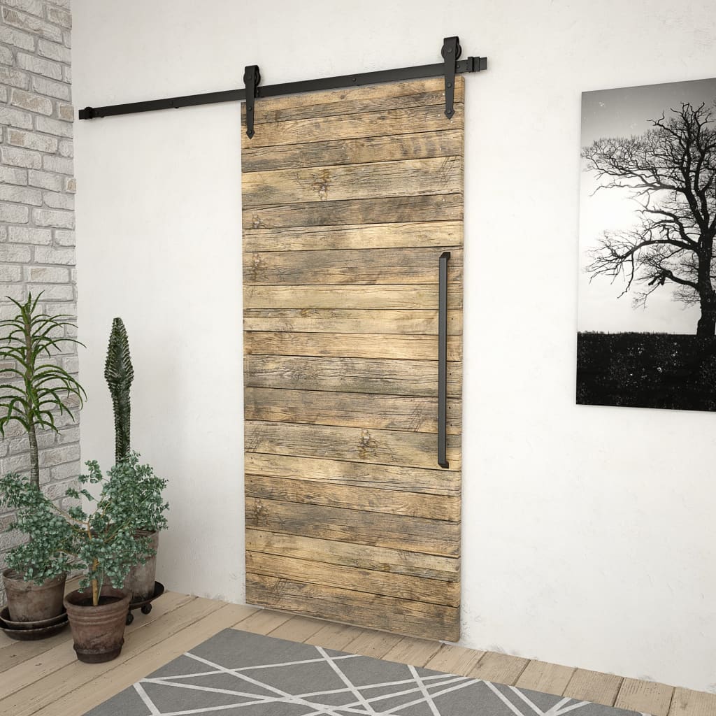vidaXL Schiebetürbeschlag-Set SKIEN 200 cm Stahl Schwarz