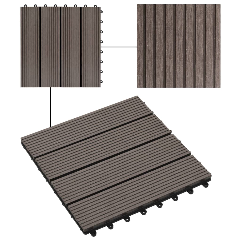 vidaXL Terrassenfliesen 11 Stück WPC 30 x 30 cm 1 qm Dunkelbraun