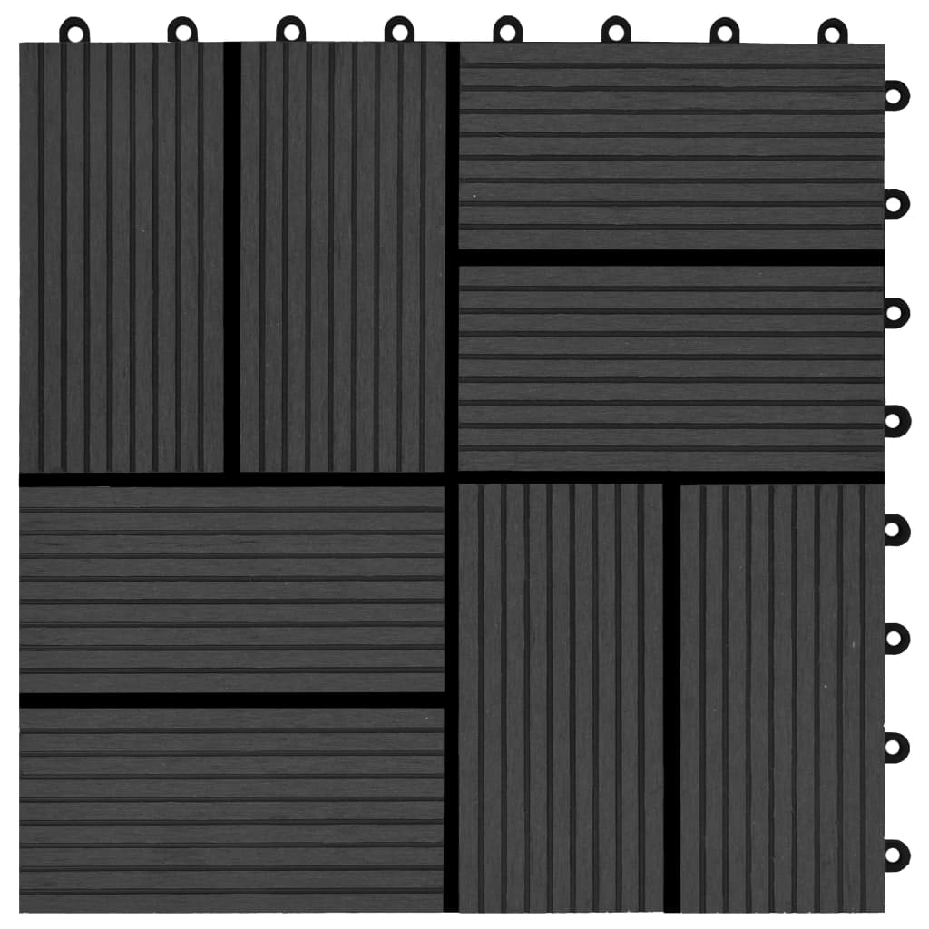 vidaXL Terrassenfliesen 11 Stück WPC 30 x 30 cm 1 qm Schwarz