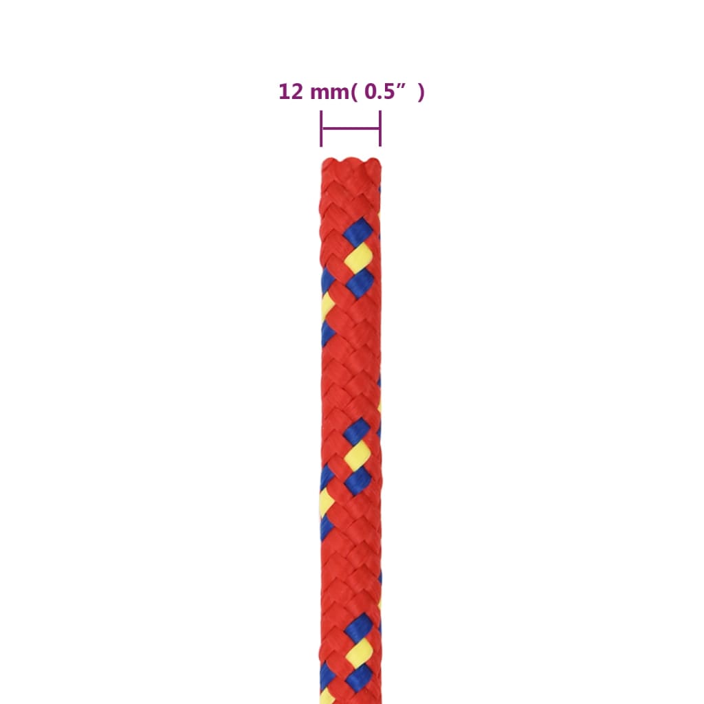vidaXL Bootsseil Rot 12 mm 100 m Polypropylen