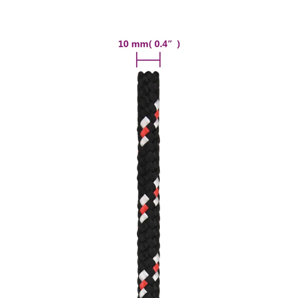 vidaXL Bootsseil Schwarz 10 mm 100 m Polypropylen