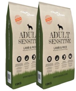 vidaXL Trockenfutter für Hunde Adult Sensitive Lamb & Rice 2 Stk 30 kg
