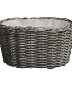 vidaXL Holzkorb mit Tragegriffen 59x42x28 cm Grau Weide