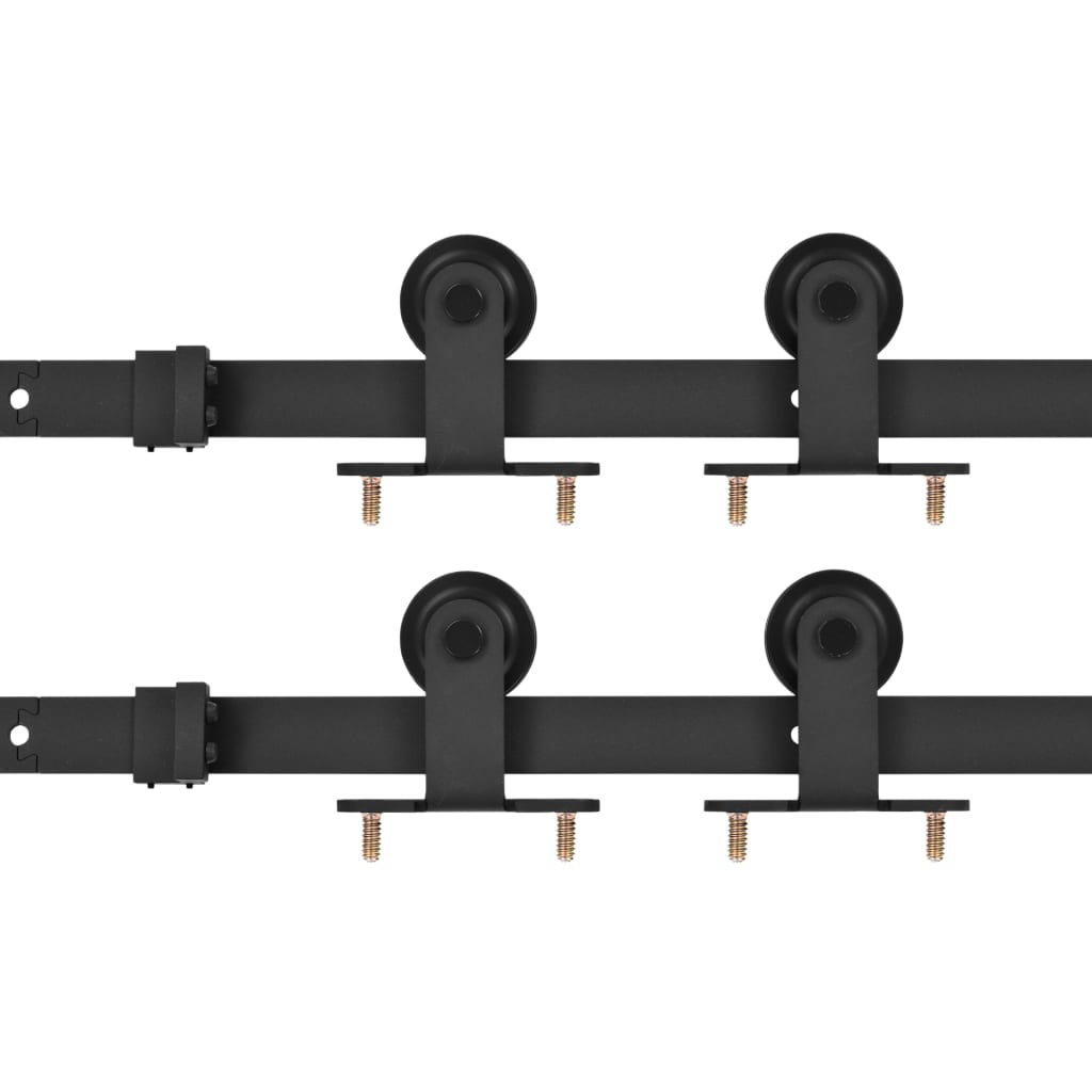 vidaXL Schiebetür-Beschlagsätze 2 Stk. 200 cm Stahl Schwarz