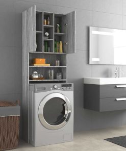 vidaXL Waschmaschinenschrank Grau Sonoma 64x25,5x190 cm