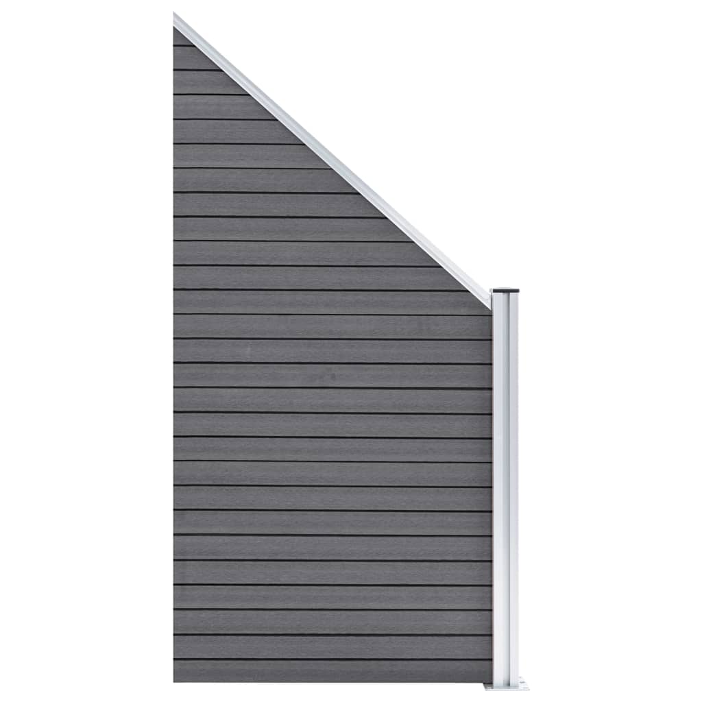 vidaXL WPC Zaun-Set 3 Quadrate + 1 Schräge 619x186 cm Grau