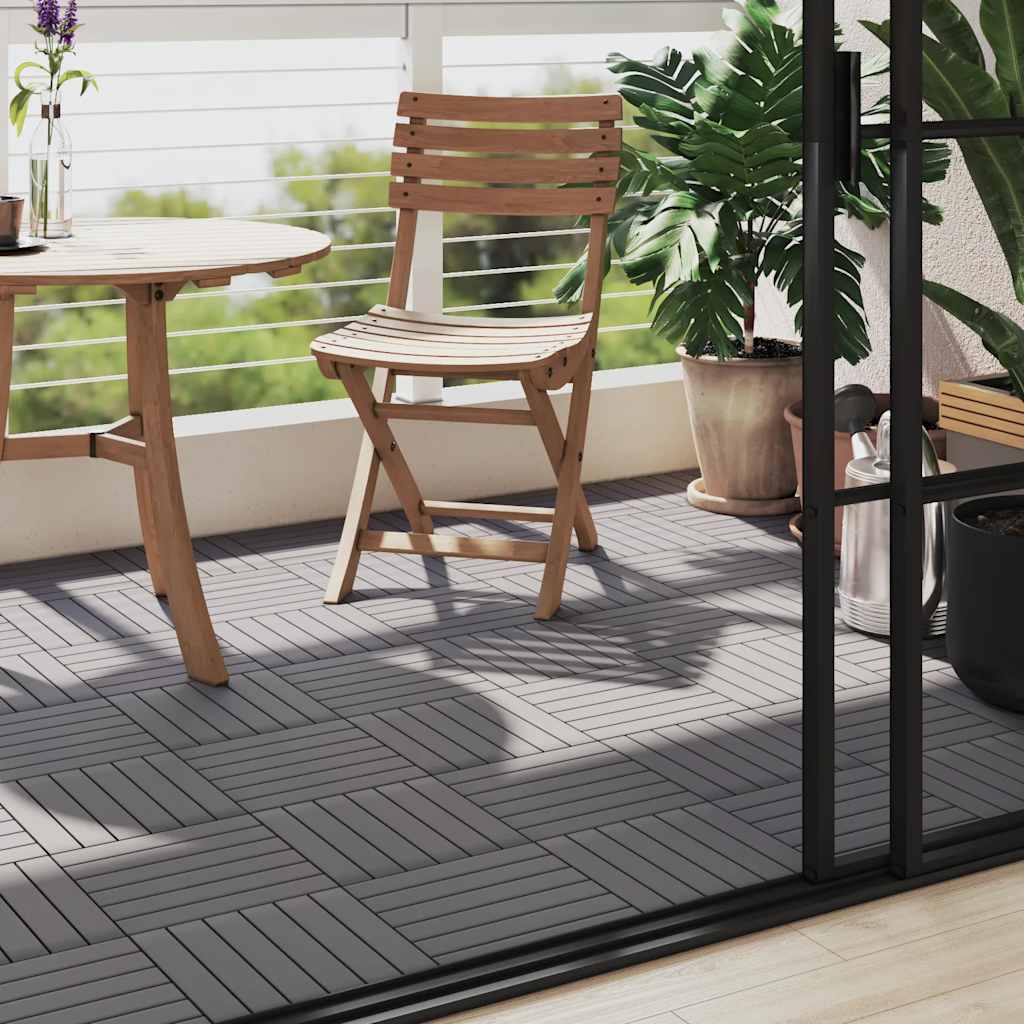 vidaXL Terrassenfliesen 10 Stk. Grau 30 x 30 cm Massivholz Akazie