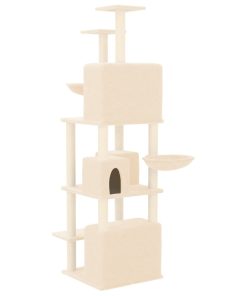 vidaXL Kratzbaum mit Sisal-Kratzsäulen Creme 180 cm