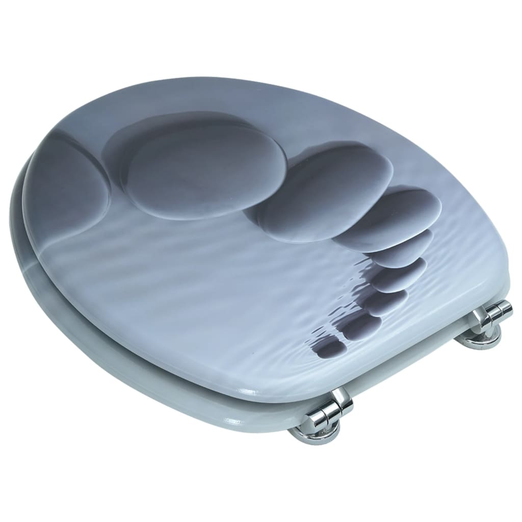vidaXL Toilettensitz MDF Deckel Steine