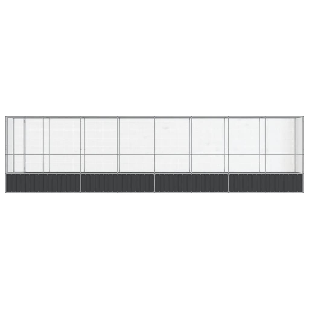 vidaXL Voliere mit Erweiterung Silbern 834,5x107x212 cm Stahl