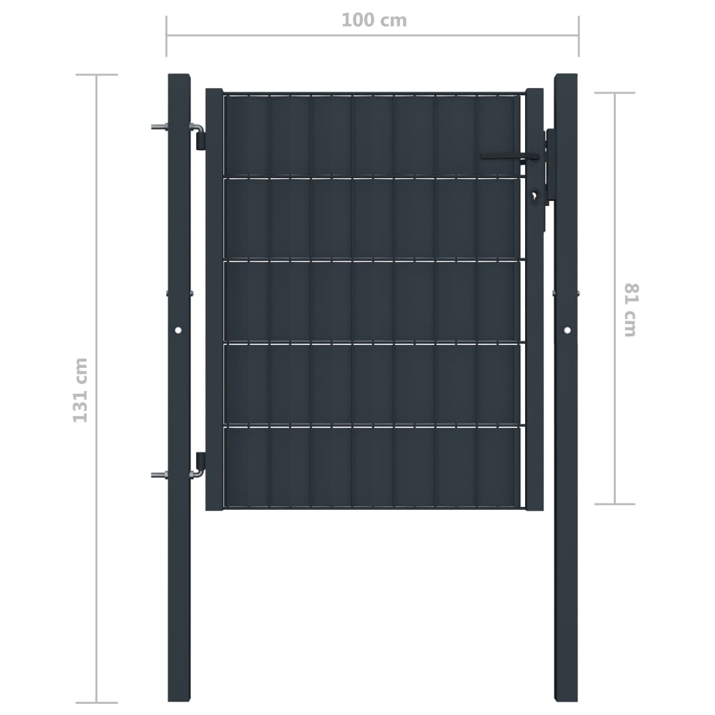vidaXL Zauntor PVC und Stahl 100x81 cm Anthrazit