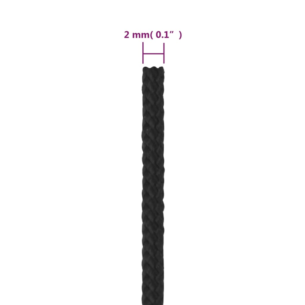 vidaXL Bootsseil Schwarz 2 mm 250 m Polypropylen