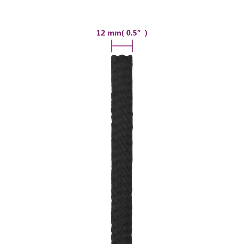 vidaXL Bootsseil Schwarz 12 mm 250 m Polypropylen
