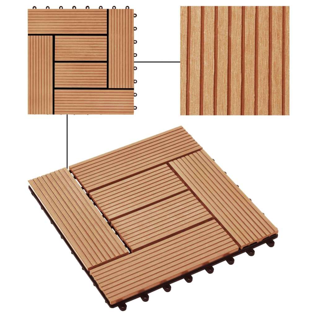 vidaXL Terrassenfliesen 11 Stück WPC 30 x 30 cm 1 qm Teakholzfarbe