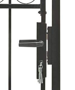 vidaXL Zauntor mit Gewölbter Spitze Stahl 100 x 150 cm Schwarz
