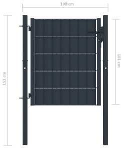 vidaXL Zauntor PVC und Stahl 100x101 cm Anthrazit