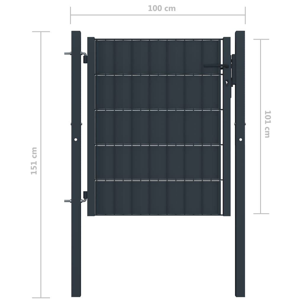 vidaXL Zauntor PVC und Stahl 100x101 cm Anthrazit