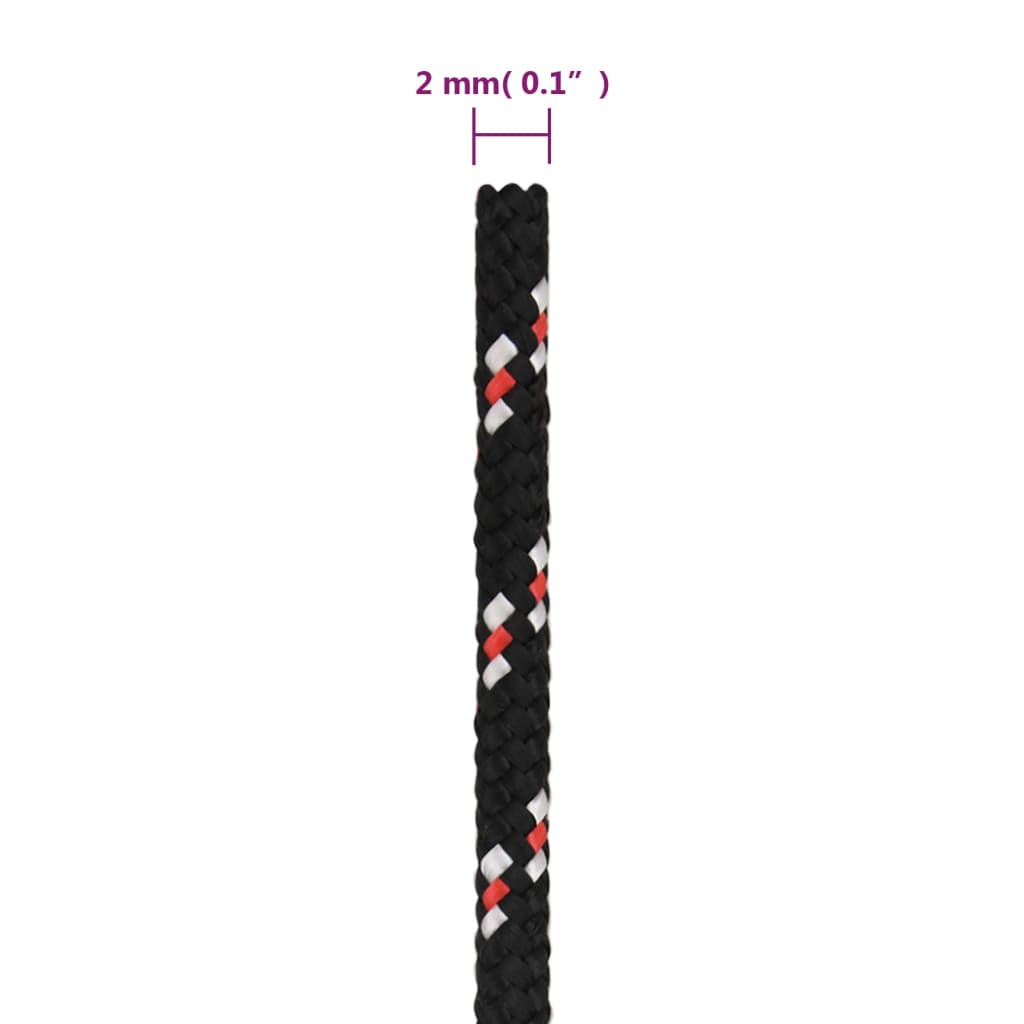 vidaXL Bootsseil Schwarz 2 mm 500 m Polypropylen