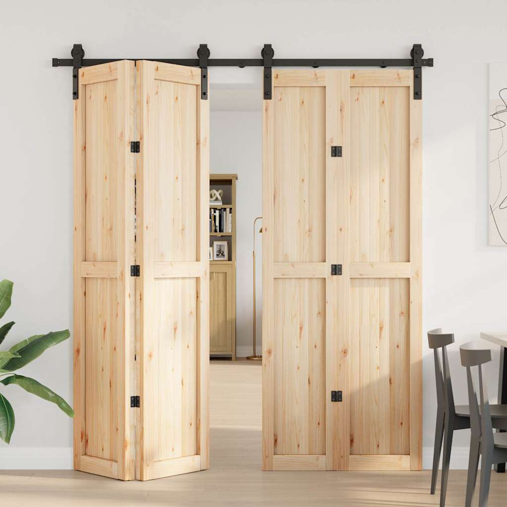vidaXL Schiebetürbeschlag-Set 200 cm Stahl Schwarz