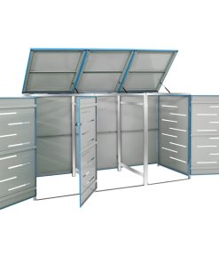 vidaXL Mülltonnenbox für 3 Tonnen 207x77,5x112,5 cm Edelstahl